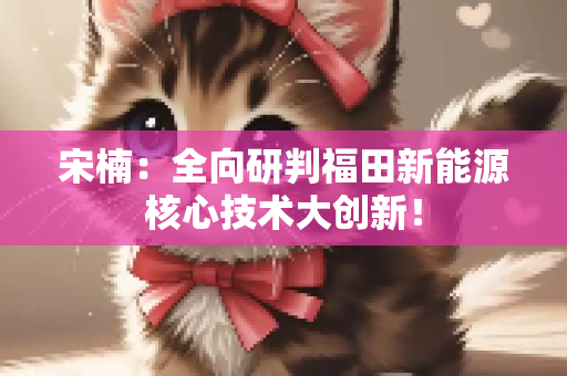 宋楠：全向研判福田新能源核心技术大创新！