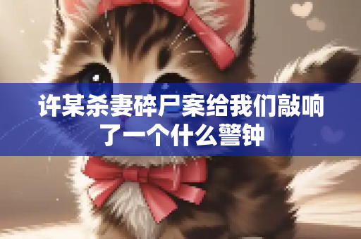 许某杀妻碎尸案给我们敲响了一个什么警钟