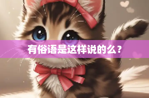 有俗语是这样说的么？