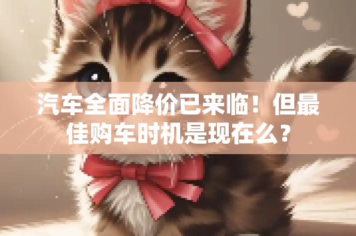 汽车全面降价已来临！但最佳购车时机是现在么？