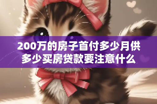 200万的房子首付多少月供多少买房贷款要注意什么
