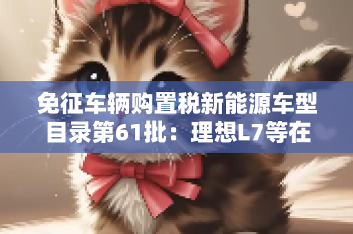免征车辆购置税新能源车型目录第61批：理想L7等在列