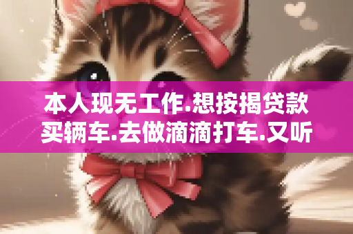 本人现无工作.想按揭贷款买辆车.去做滴滴打车.又听说滴滴...